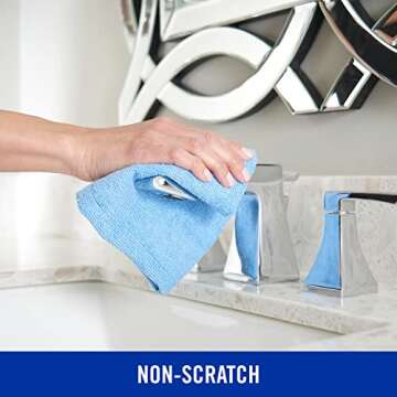 Quickie Microfiber Cleaning Cloth, 14 x 14 Inches, Blue, Pack of 24, Washable and Reusable, Ideal fo...