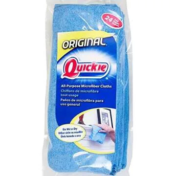 Quickie Microfiber Cleaning Cloth, 14 x 14 Inches, Blue, Pack of 24, Washable and Reusable, Ideal for Multi-Surface Indoor/Outdoor Dusting and Polishing
