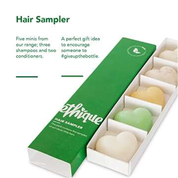 Ethique Hair Sampler - Shampoo & Conditioner - Plastic-Free, Vegan, Cruelty-Free, Eco-Friendly, 5 Tr...