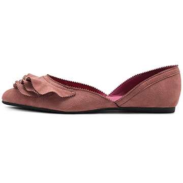 Ollio Women's Shoes Faux Suede Slip On Scallped Collar Pointed Toe Ballet Flats ZY00F70 (10 B(M) US, Blush)