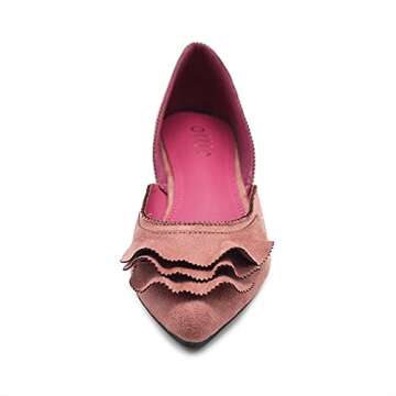 Ollio Women's Shoes Faux Suede Slip On Scallped Collar Pointed Toe Ballet Flats ZY00F70 (10 B(M) US, Blush)