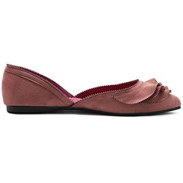 Ollio Women's Shoes Faux Suede Slip On Scallped Collar Pointed Toe Ballet Flats ZY00F70 (10 B(M) US, Blush)