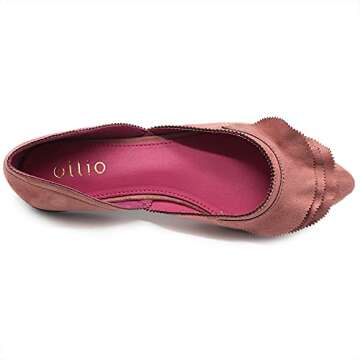Ollio Women's Shoes Faux Suede Slip On Scallped Collar Pointed Toe Ballet Flats ZY00F70 (10 B(M) US, Blush)
