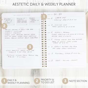 Beautiful Daily and Weekly Planner - To Do List Notebook to Easily Organize Your Agendas And Boost P...