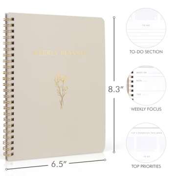 Beautiful Daily and Weekly Planner - To Do List Notebook to Easily Organize Your Agendas And Boost Productivity in School Or At Work - Stylish College or Office Supplies For Women