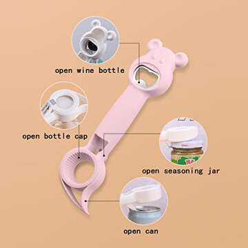 Multi functional jar opener,Used for bottle openers for seniors，jar opener gripper，a friendly gadgets for seniors。Practical in various scenarios，A good gift for the elderly and children.