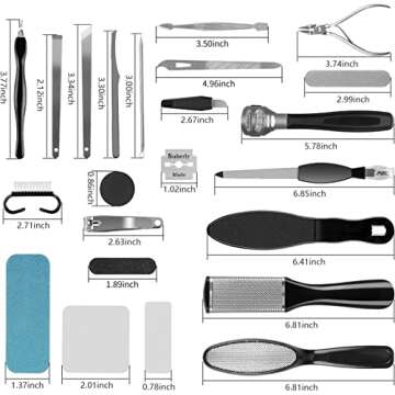 Professional Pedicure Kit, Rosmax 36 in 1 Pedicure Tools Stainless Steel Washable Foot Care Kit Dead Skin Remover Foot Spa Set at Home