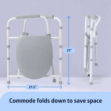 Medline 3-in-1 Steel Bedside Commode for Comfort