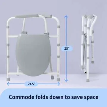 Medline 3-in-1 Steel Bedside Commode for Comfort