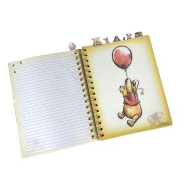 Innovative Designs Disney Winnie the Pooh Tab Journal Notebook, Spiral Bound, 144 Lined Pages, 8 x 7 inches
