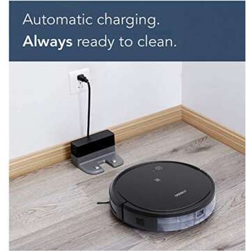 Ecovacs DEEBOT 500 Robot Vacuum Cleaner with Max Power Suction, Up to 110 min Runtime, Hard Floors & Carpets, Pet Hair, App Controls, Self-Charging, Quiet, Large, Black, 8 Each