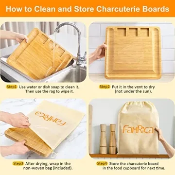 FamRica Bamboo Cheese Board with Hidden Drawers Elegant Gift