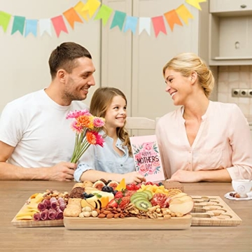 FamRica Bamboo Cheese Board with Hidden Drawers Elegant Gift