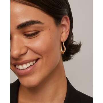 PAVOI Rhodium Plated Sterling Silver Posts Wavy Infinity Hoops | Lightweight Twisted Earrings | Wave Thin Endless Hoop Earrings for Women