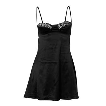 Women's Sexy Mini Dress Low-Cut Satin Spaghetti Strap Dress