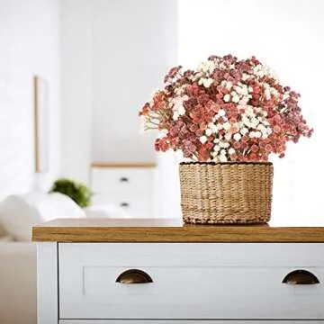 N&T NIETING Baby Breath Flowers,10Pcs Fake Gypsophila Plants Baby Breath Artificial Flowers, Fall Orange Artificial Flowers for Wedding Bouquets Party Home Garden Decoration