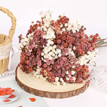 N&T NIETING Baby Breath Flowers,10Pcs Fake Gypsophila Plants Baby Breath Artificial Flowers, Fall Orange Artificial Flowers for Wedding Bouquets Party Home Garden Decoration