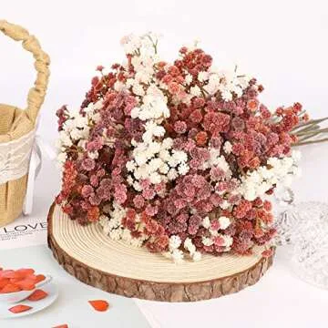 N&T NIETING Baby Breath Flowers,10Pcs Fake Gypsophila Plants Baby Breath Artificial Flowers, Fall Orange Artificial Flowers for Wedding Bouquets Party Home Garden Decoration