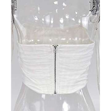 Arjungo Women's Sexy Strapless Boned Mesh Open Back Bustier Zip Up Corset Bodyshaper Crop Top