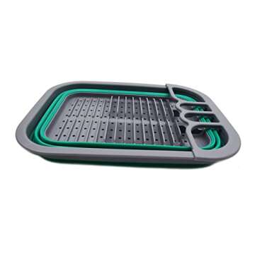 SAMMART Collapsible Plastic Dish Drainer - Foldable Drying Rack Set - Portable Dinnerware Organizer ...