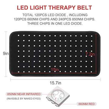 LOVTRAVEL New 660nm LED Red Light and 850nm Near Infrared Light Therapy Devices Large Pads Wearable ...
