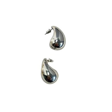 Tear Drop 18k Silver Plated Trending Oversized Statement Earrings (Silver)