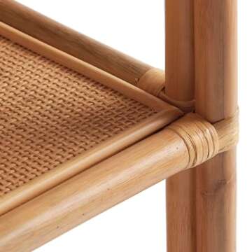 Rattan Arched Bookshelf, 4-Tier Tall Rattan Bookshelf, Free Standing Storage Unit, Bookcase Home Decor Furniture for Home Office, Living Room, Bedroom, Study