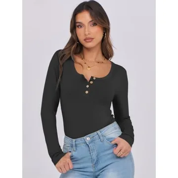 Caracilia Women's Long Sleeve Henley T-Shirt