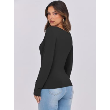 Caracilia Women's Long Sleeve Henley T-Shirt