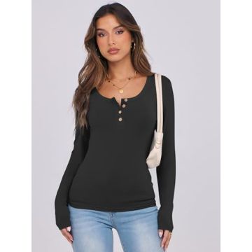 Caracilia Women's Long Sleeve Henley T-Shirt
