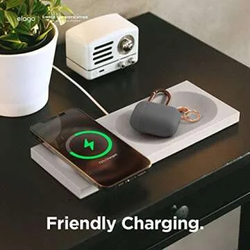 elago Charging Tray Compatible with MagSafe Charger, Compatible with iPhone 16/15/14/13/12, AirPods Wireless Case and Other Wireless Charging Phones [Stone] [Charging Cable Not Included]