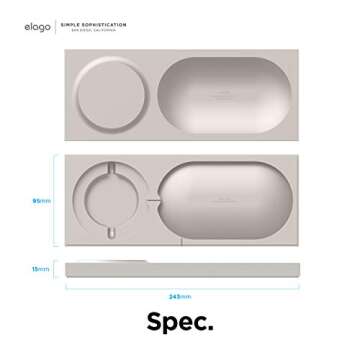elago Charging Tray Compatible with MagSafe Charger, Compatible with iPhone 16/15/14/13/12, AirPods Wireless Case and Other Wireless Charging Phones [Stone] [Charging Cable Not Included]