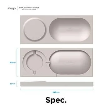 elago Charging Tray Compatible with MagSafe Charger, Compatible with iPhone 16/15/14/13/12, AirPods Wireless Case and Other Wireless Charging Phones [Stone] [Charging Cable Not Included]