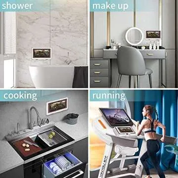 WOOWGIAO Shower Phone Holder Waterproof Wall Mount Case for Bathroom, Anti-Fog Touch Screen, Compatible with 4" - 7" Cell Phones (White)