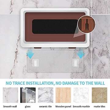 WOOWGIAO Shower Phone Holder Waterproof Wall Mount Case for Bathroom, Anti-Fog Touch Screen, Compatible with 4" - 7" Cell Phones (White)