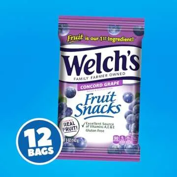 Welch's Concord Grape Fruit Snacks, Gluten Free 12-Pack