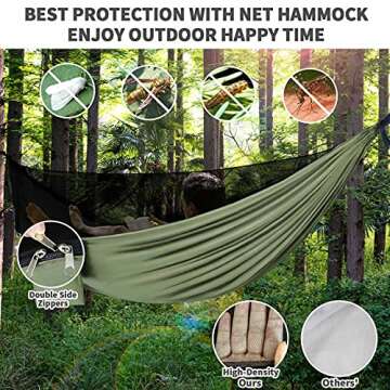 gymolo Camping Hammock - Hammocks with Mosquito Net Tent and Rain Fly Tarp, Portable Single & Double...