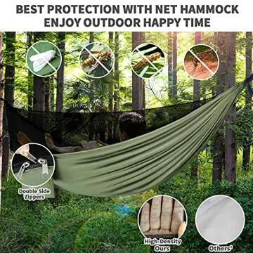 gymolo Camping Hammock - Hammocks with Mosquito Net Tent and Rain Fly Tarp, Portable Single & Double...
