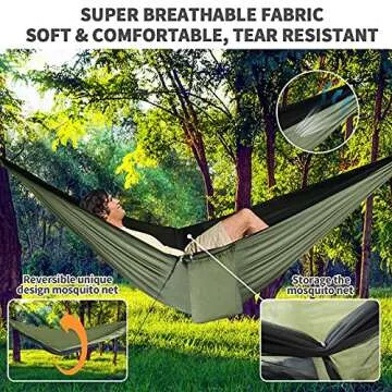 gymolo Camping Hammock with Bug Net & Rain Fly Tarp