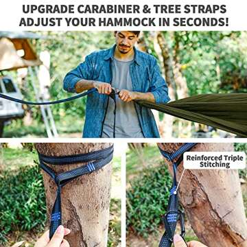 gymolo Camping Hammock - Hammocks with Mosquito Net Tent and Rain Fly Tarp, Portable Single & Double Nylon Parachute Hammock with Heavy Duty Tree Strap, Indoor Outdoor Backpacking Survival Travel