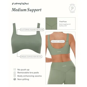 PAVOI FlexFlow Yoga Bra Medium Support Moisture-Wicking