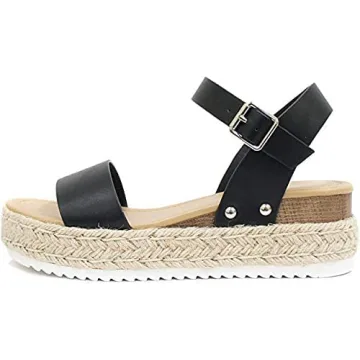 Soda Clip Stylish Black Espadrilles Sandals for Comfort