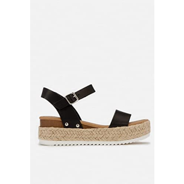 Soda Clip Stylish Black Espadrilles Sandals for Comfort