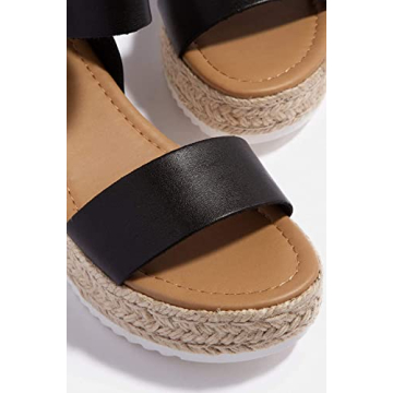 Soda Clip Stylish Black Espadrilles Sandals for Comfort