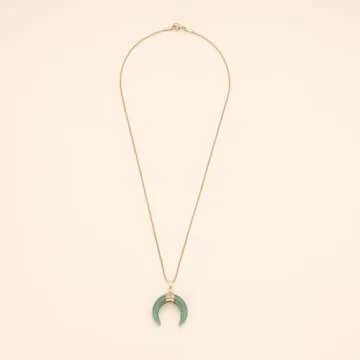 Crescent Moon Green Aventurine Crystal Necklace