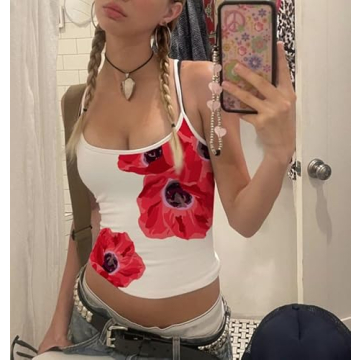 KOSUSANILL Y2k Sexy Sleeveless Crop Tank Top Red