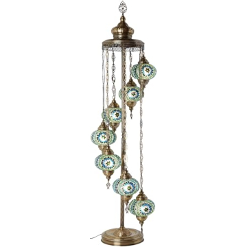 Stunning Turkish Moroccan Mosaic Floor Lamp - 7 Globes