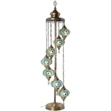 Stunning Turkish Moroccan Mosaic Floor Lamp - 7 Globes