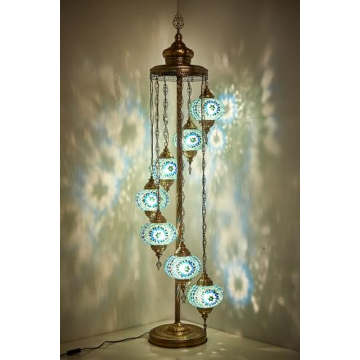 Stunning Turkish Moroccan Mosaic Floor Lamp - 7 Globes