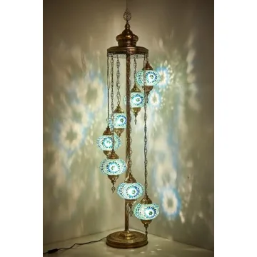 Stunning Turkish Moroccan Mosaic Floor Lamp - 7 Globes